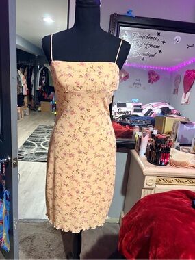Vintage PS Aeropostale Floral Mini Slip Dress with Pink Accents-S/M
